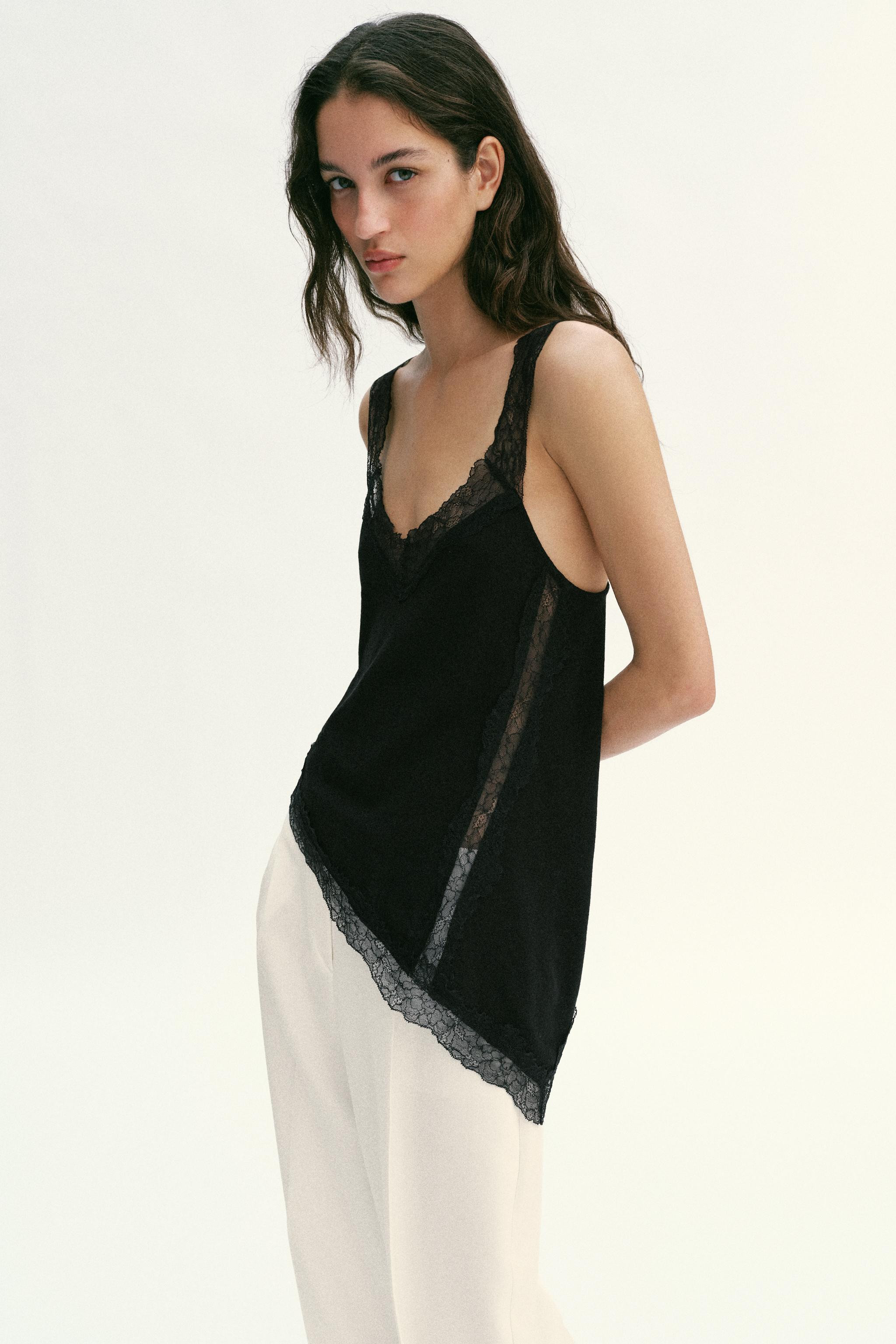 ASYMMETRIC RUSTIC LACE TOP | Zara Canada