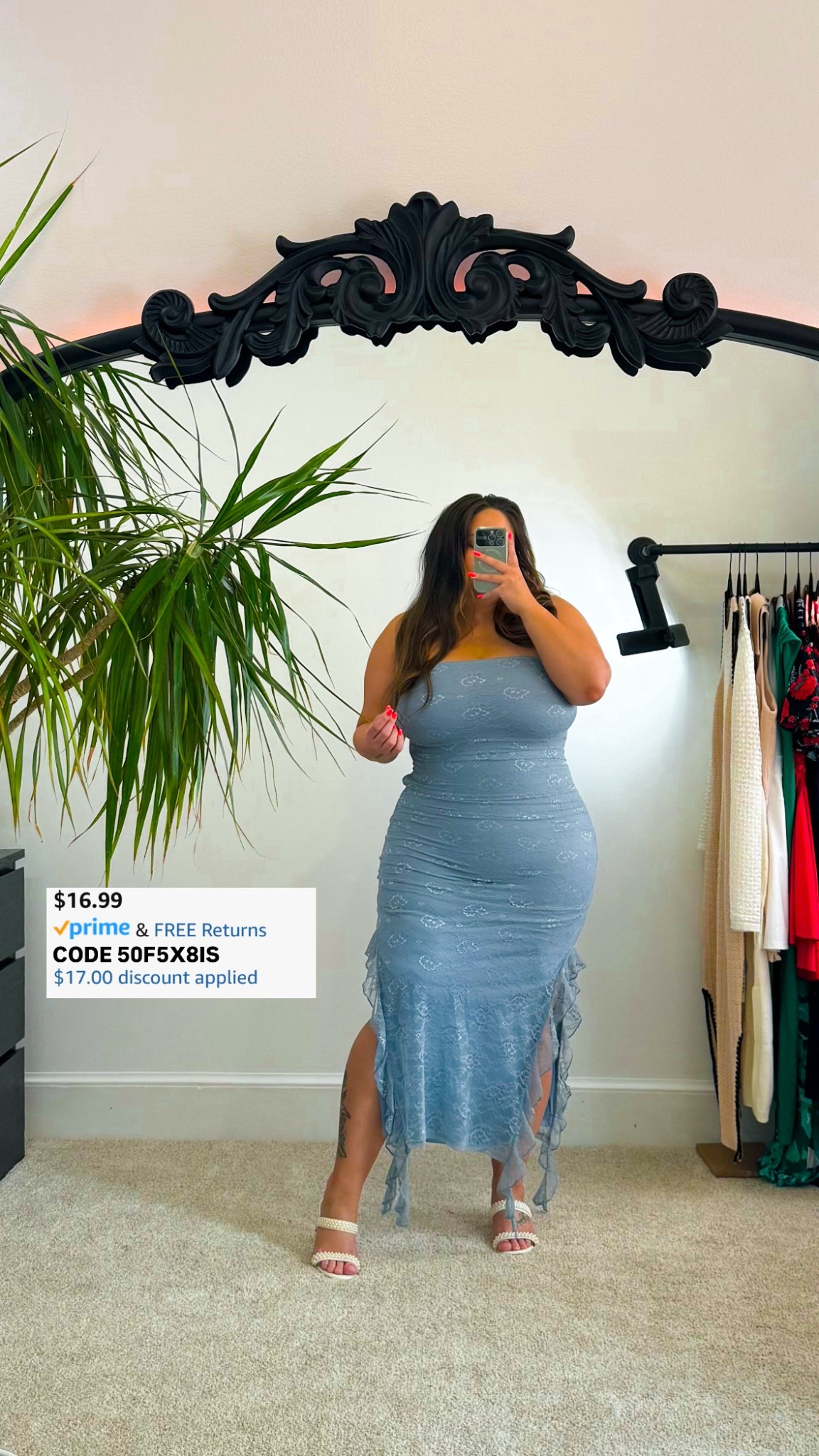 Dress has a lace top layer making it perfect for a spring or summer wedding! 

I’m in a size XL! 

Promo codes are entered are on the check out screen where you select payment method. 

Codes & coupons only work for a limited time! If you get an error, it may have maxed the color/size you selected.. so try another one. Sometimes it helps to check out one item at a time! 

SCREENSHOT TO EASILY COPY/PASTE PROMO CODE AT CHECKOUT! 

#summer #lace #weddingguest #straplessdress #affordablefashion 

#LTKStyleTip #LTKSaleAlert #LTKMidsize