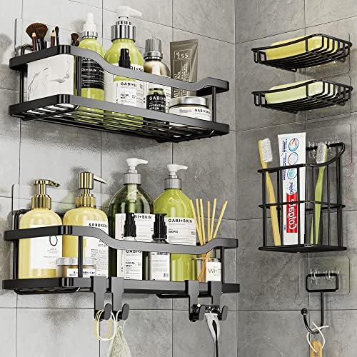 OMAIRA 6-Pack Shower Caddy, Bathroom Shower Organizer, No Drilling Stainless Steel Shower Shelf f... | Amazon (US)