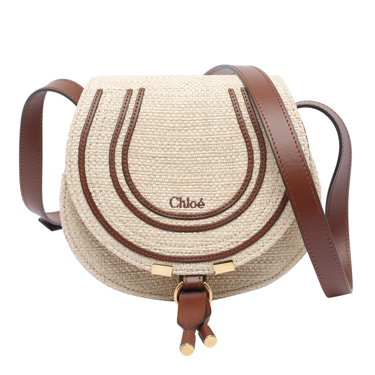 Chloé Small Marcie Raffia Saddle Bag | Cettire Global
