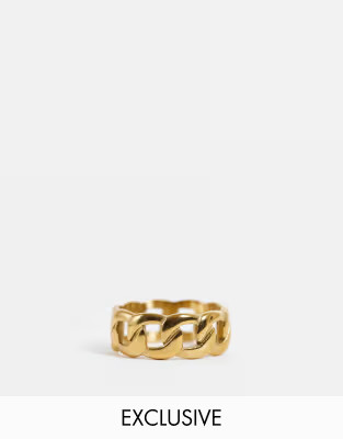 Lost Souls stainless steel curb chain ring in gold | ASOS (Global)