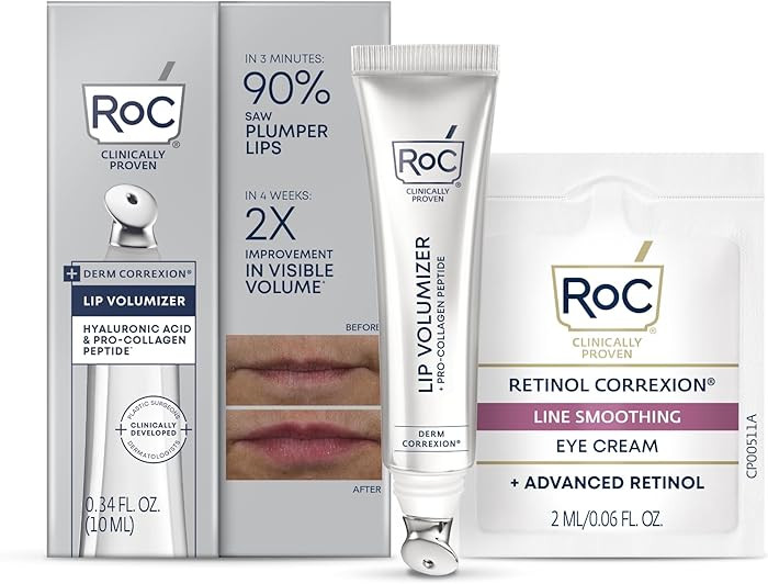 RoC Derm Correxion Lip Volumizer - Lip Plumper Peptide Treatment with Hyaluronic Acid & Vitamin E... | Amazon (US)