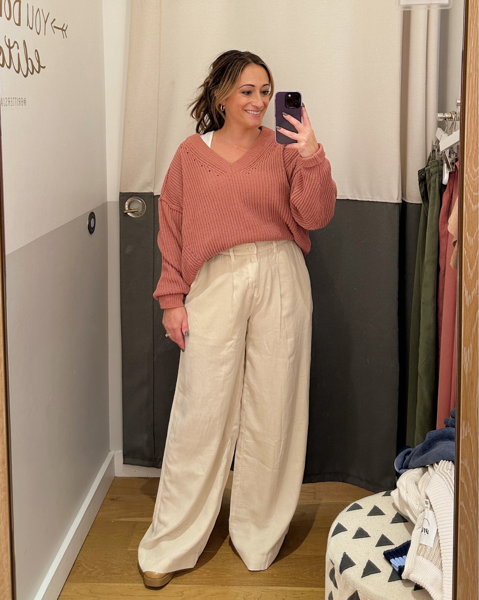 LOVE these trousers.  Lightweight and breathable. Comfortable and flowy.  Perfect!

I’m in the XS regular length here.  So you could size down if you wanted. True size might be fine as well! Would have loved the Short length, but they were sold out already!!!!

#LTKStyleTip #LTKFindsUnder50 #LTKFallSale