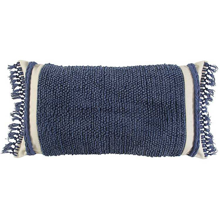 Blue Tufted Macrame Tassels Lumbar Pillow | Kirkland's Home