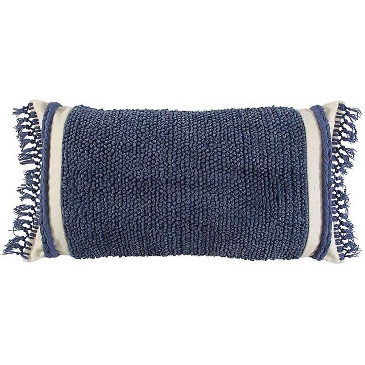 Blue Tufted Macrame Tassels Lumbar Pillow | Kirkland's Home