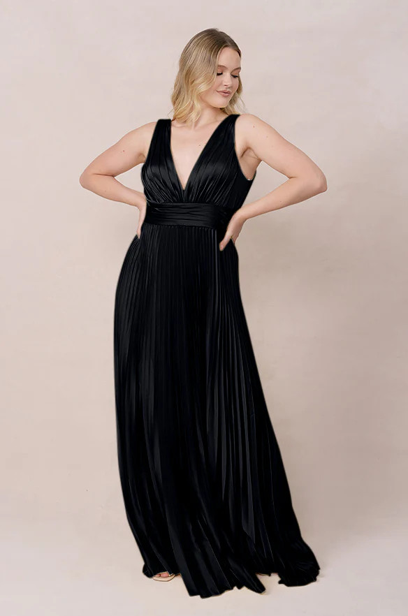 Celine Satin Pleated Dress | Revelry