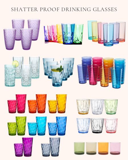 Shatter proof drinking glasses. Unbreakable tumblers. Outdoor cups. Summer. Outdoor living. Purple 19 ounce shatterproof tumblers. Shatterproof teal drinking cups. Rainbow colored plastic reusable drinking glasses. 12 ounce old fashioned unbreakable glasses set. Blue acrylic drinking glasses. 19 ounce unbreakable rainbow colored glasses. Unbreakable premium drinking glasses. Jewel colored drinking cups. Rainbow colored acrylic reusable drinking glasses  

#LTKSummerSales #LTKHome #LTKFindsUnder50