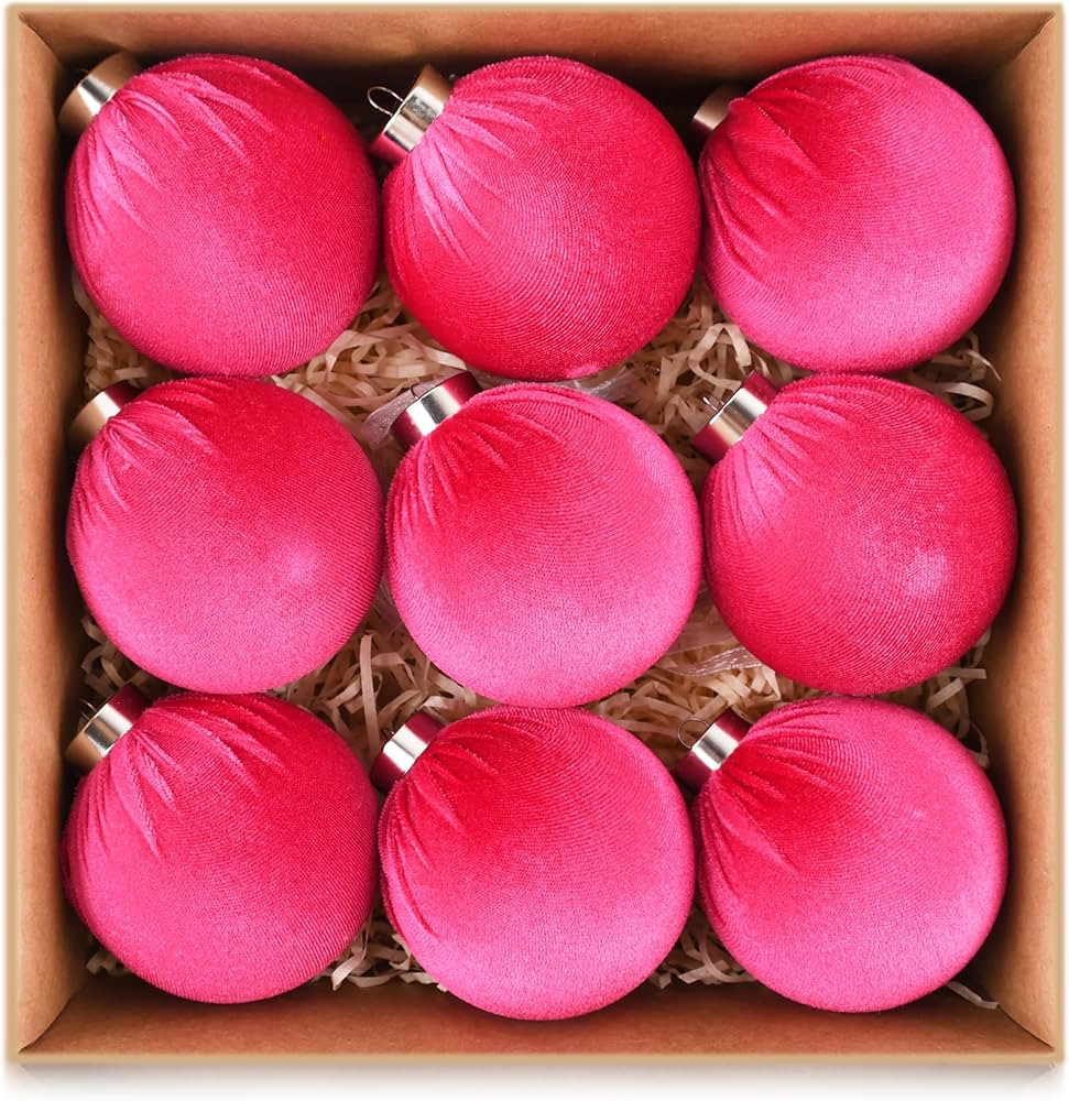 Amazon.com: Velvet Ornaments for Christmas Tree Decorations - Hot Pink Xmas Ball Ornament for Ind... | Amazon (US)
