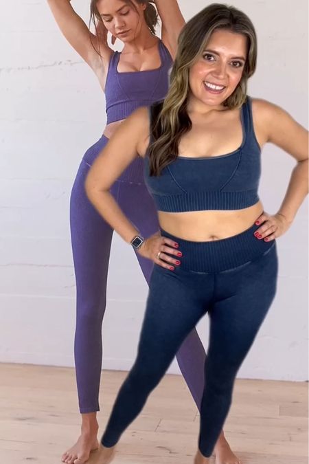 Free people FP Movement leggings and matching workout bra set. Free people dupe. FP look for less. Save vs splurge. In a M/L in both. Typical 8. Fits tts. 

#LTKunder50 #LTKfit #LTKsalealert