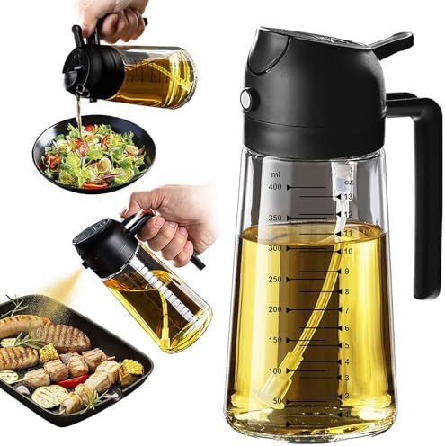 TrendPlain 16oz/470ml Glass Olive Oil Sprayer for Cooking – 2 in 1 Olive Oil Dispenser Bottle f... | Amazon (US)