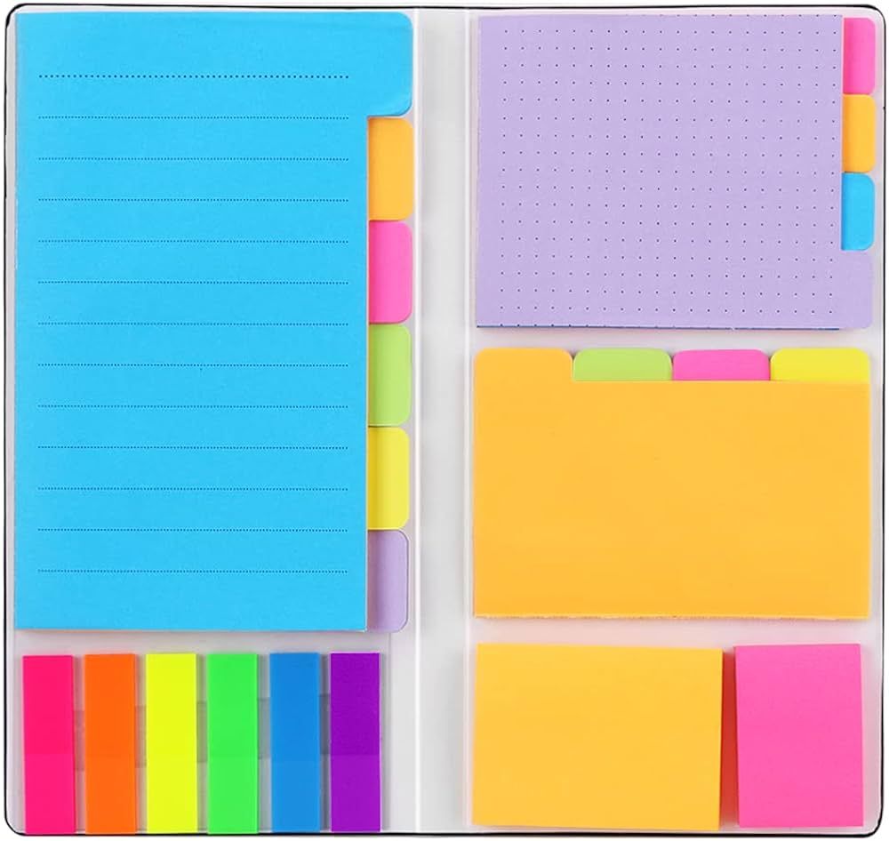 Sticky Notes Set, Hommie Colored Divider Self-Stick Notes Pads Bundle, Prioritize with Color Codi... | Amazon (US)