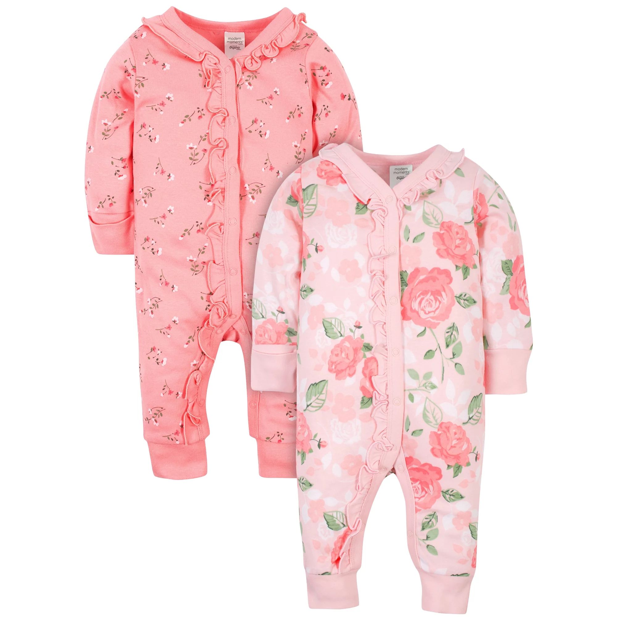 Modern Moments by Gerber Baby Girls Coveralls, 2-Pack (NB-12M) | Walmart (US)