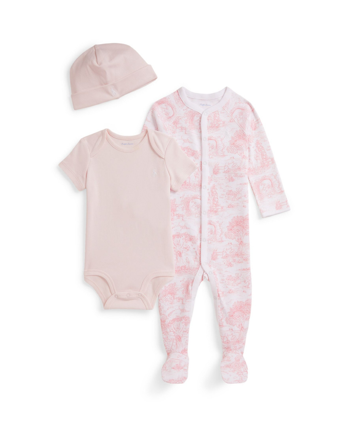 Polo Ralph Lauren Baby Boys and Girls Toile Cotton 3-Piece Gift Set - Pink Multi | Macy's