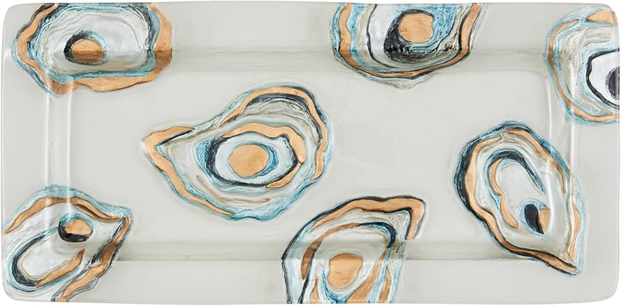 Mud Pie 7 1/4" x 15" Oyster Glass Platter, Multi | Amazon (US)