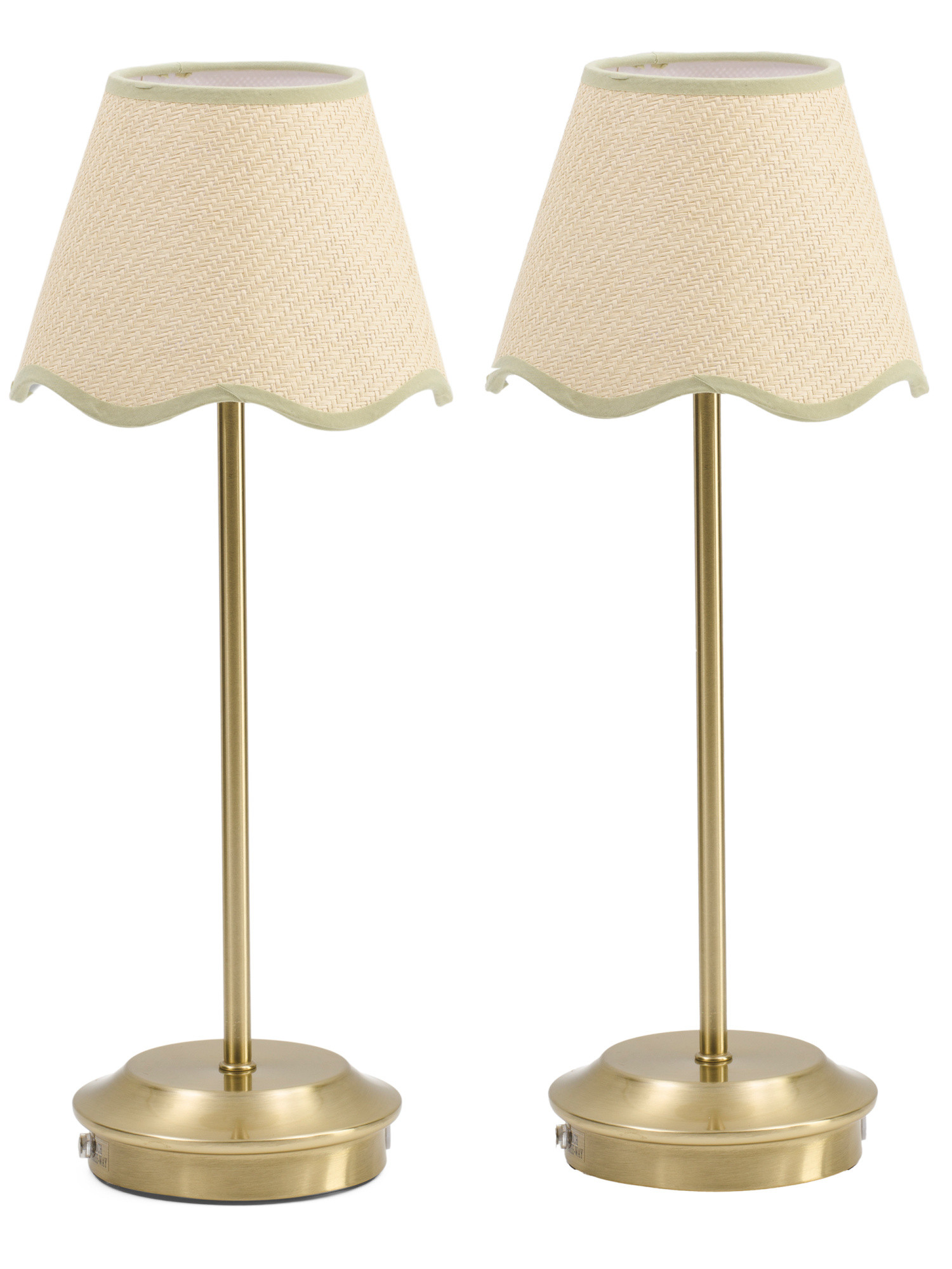 2pk 18in Rechargeable Plated Brass Rattan Table Lamps | Marshalls