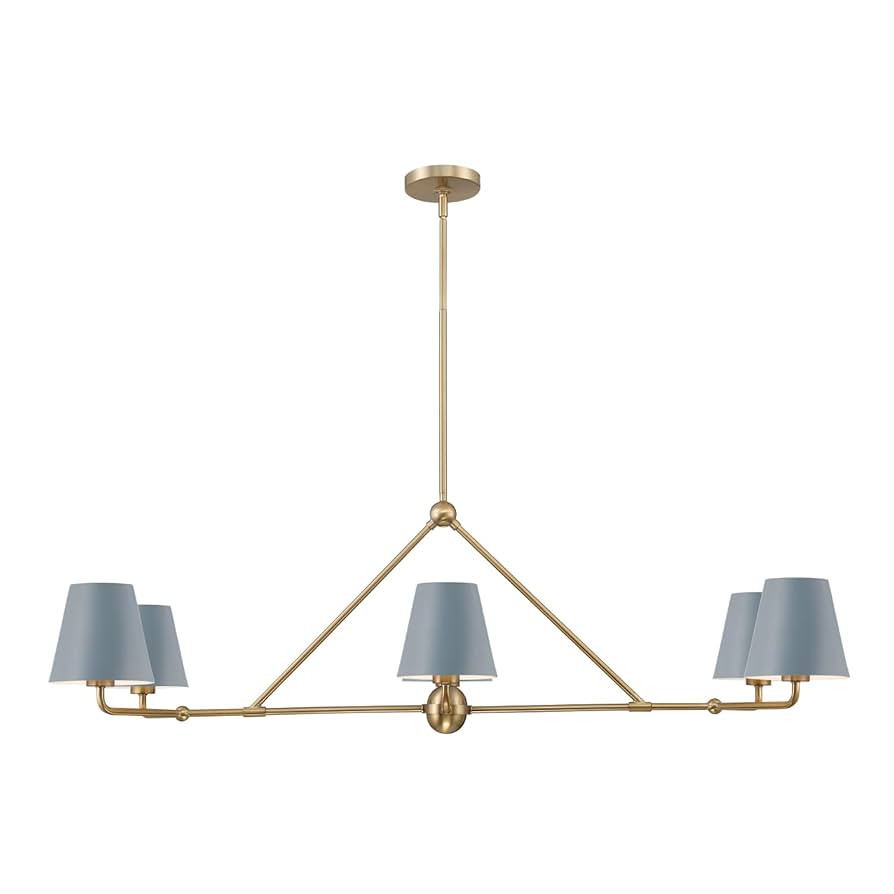 Crystorama Xavier 6 Light Vibrant Gold + Blue Linear Chandelier | Amazon (US)
