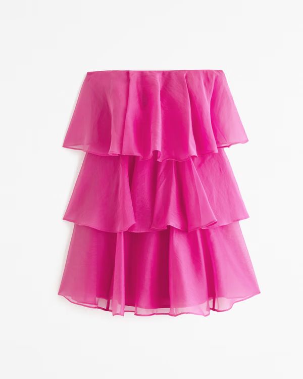 Organza Tiered Strapless Mini Dress | Abercrombie & Fitch (US)