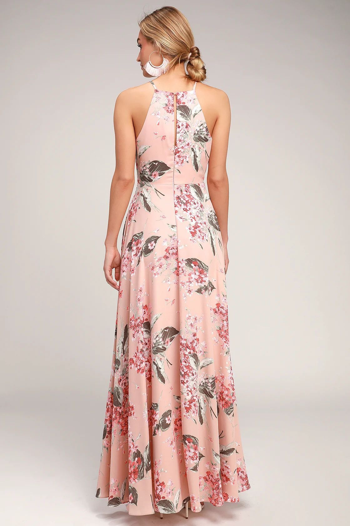 Daley Blush Floral Print Sleeveless Maxi Dress | Lulus (US)