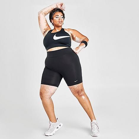 Nike Women's Sportswear Bike Shorts (Plus Size) in Black Size 3X-Large Cotton/Polyester/Spandex | Finish Line (US)