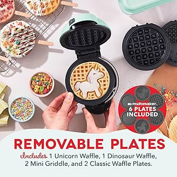 DASH Multimaker Mini System - Waffle Maker with Six 4” Removable Plates: Waffle Iron & Griddle,... | Amazon (US)