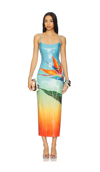 Runaway The Label Kyra Midi Dress in Baby Blue,Orange. - size L | Revolve Clothing (Global)