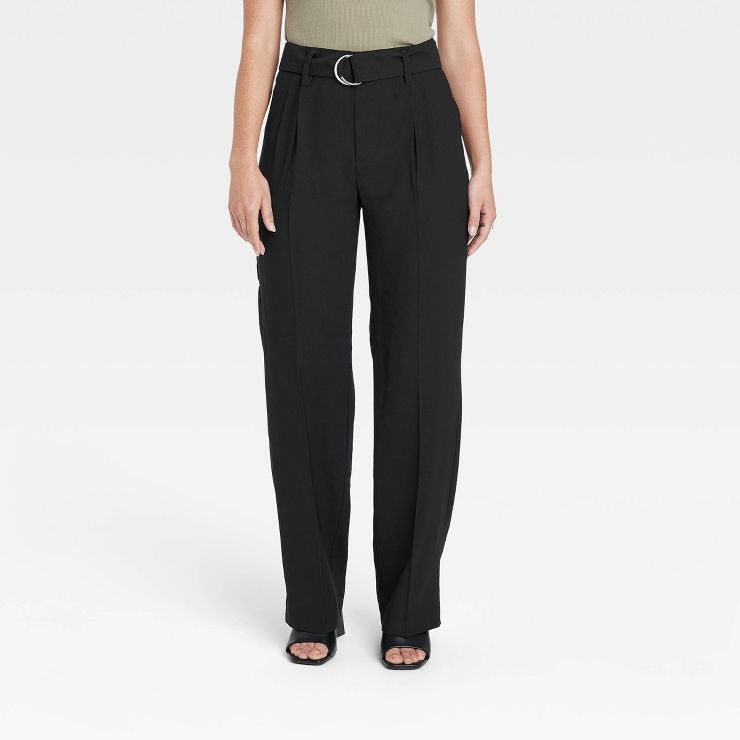 Women's High-Rise Relaxed Fit Straight Belted Trousers - A New Day™ | Target