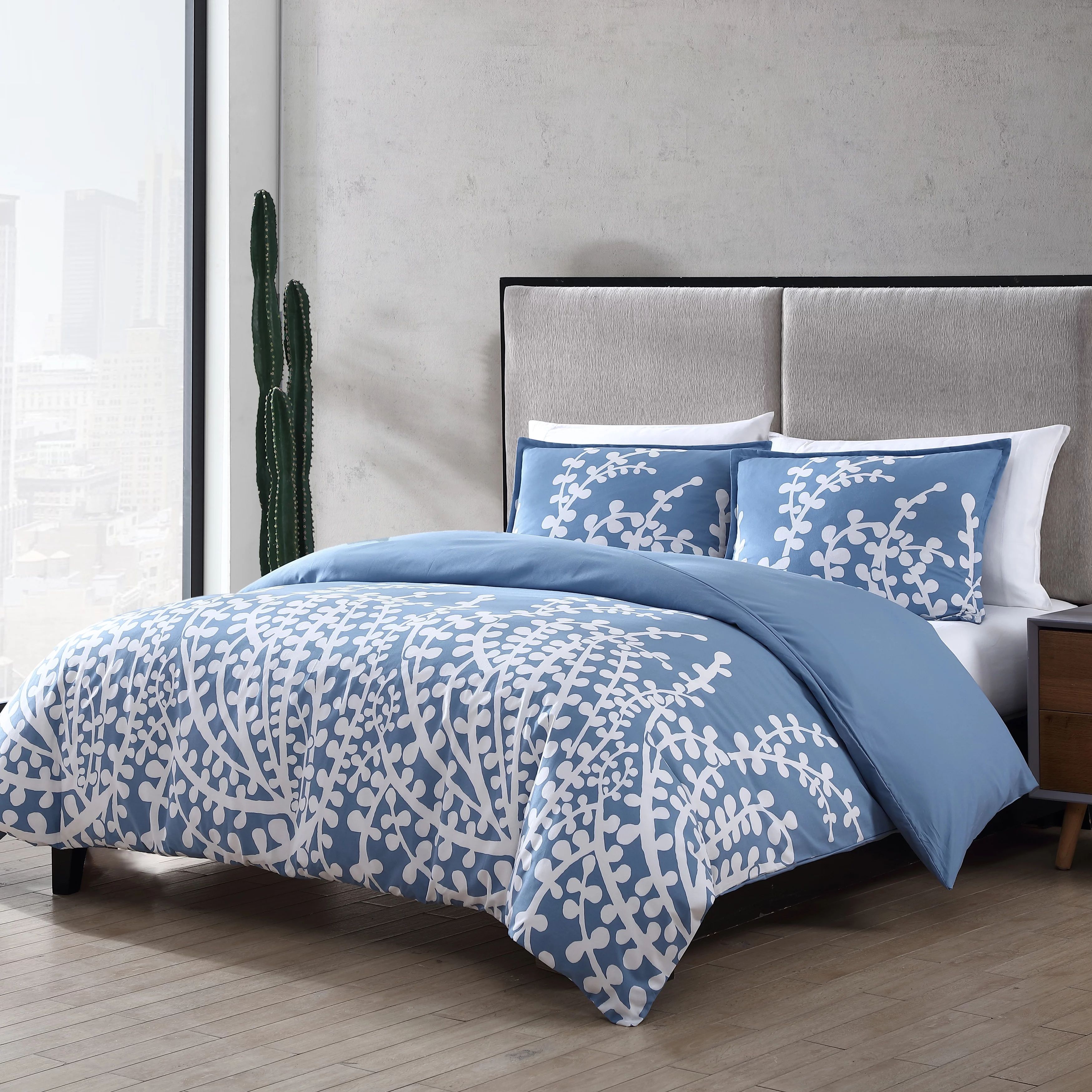 City Scene Branches French Blue Comforter Set, King | Walmart (US)