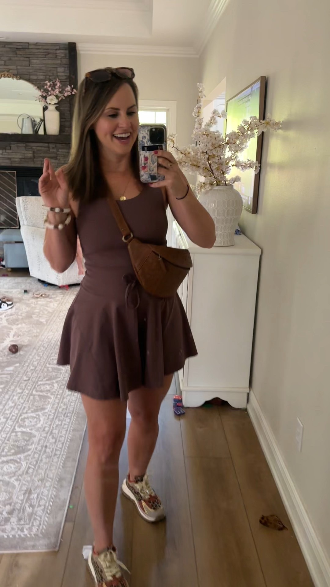 My fave athletic dress on Amazon in the scoop neck abs these fall color leopard sneakers. 🤩 Wearing size M & love the fit. Built in biker shorts, Quilted brown leather crossbody bag, active dress with biker shorts; sport mom, casual mama style, mom fashion 

#LTKSeasonal #LTKFindsUnder50 #LTKActive