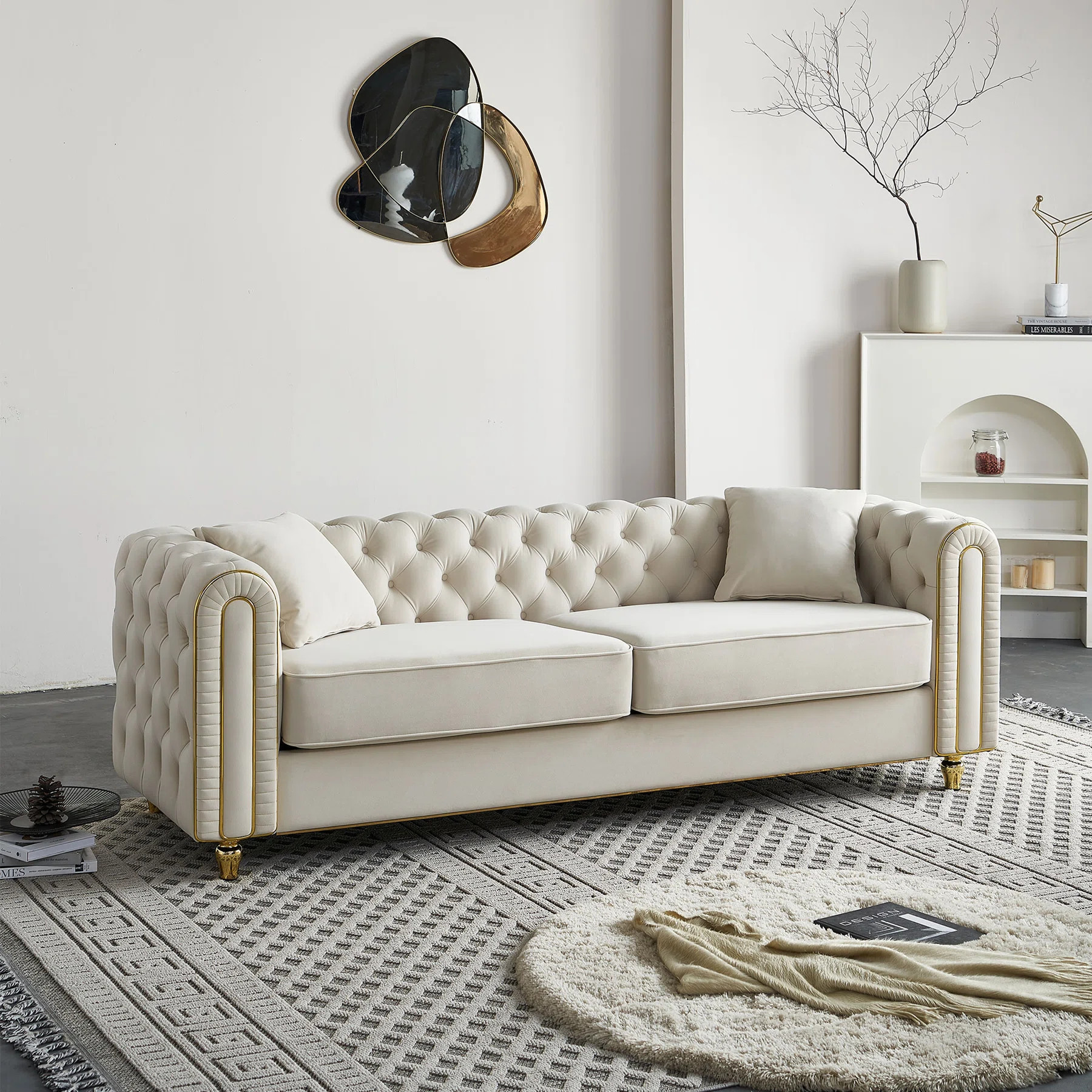 86 Wide Luxury Modern Tufted Sofa for Living Room | Wayfair North America
