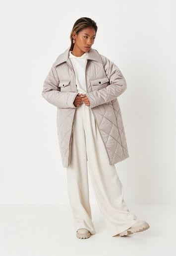 Missguided - Champagne Diamond Quilted Padded Coat | Missguided (UK & IE)