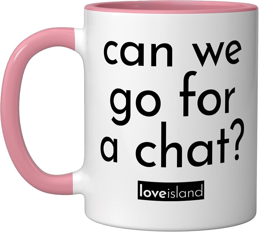 Official "Can we go for a chat" Love Island T-Shirt Ceramic Mug, Pink/White | Amazon (US)