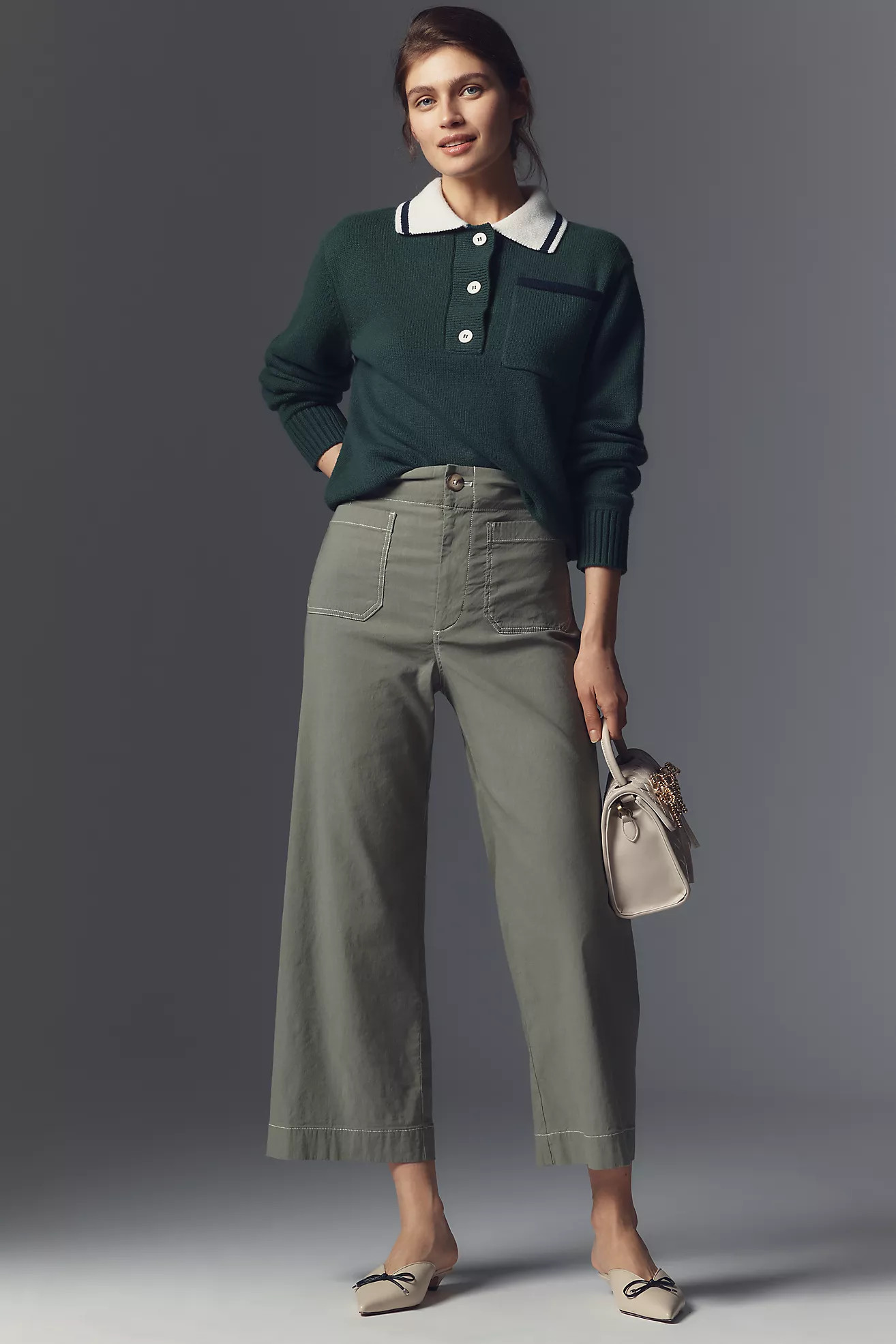 The Colette Contrast-Stitch Cropped Wide-Leg Pants by Maeve: Magic Fabric Edition | Anthropologie (US)