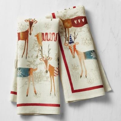 Natale Reindeer Towels, Set of 2 | Williams-Sonoma