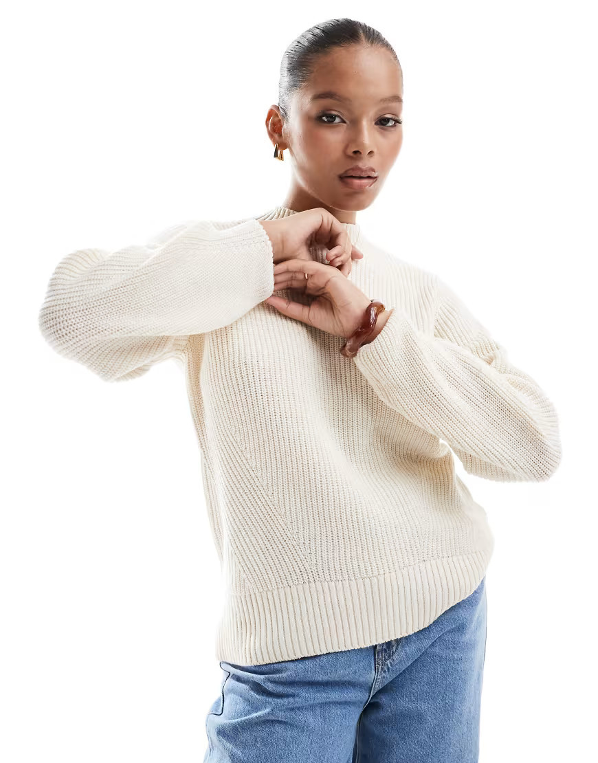 Selected Femme jumper with oversized sleeves in cream-White | ASOS (Global)