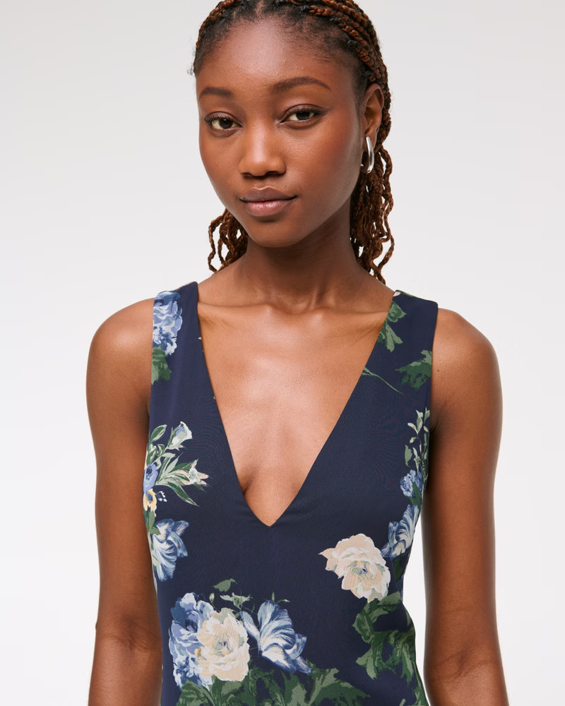 Women's Plunge Godet Skirt Maxi Dress | Women's Dresses & Jumpsuits | Abercrombie.com | Abercrombie & Fitch (US)