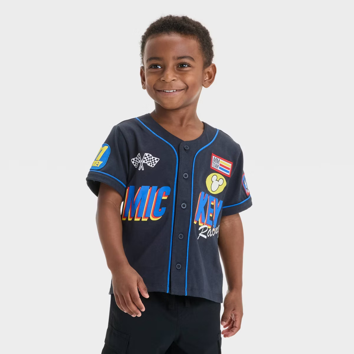 Toddler Boys' Disney Mickey Mouse Racing Jersey - Black | Target