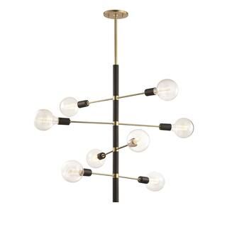 Mitzi by Hudson Valley Lighting Astrid 8-Light Aged Brass Chandelier with Black Accents-H178808-A... | The Home Depot