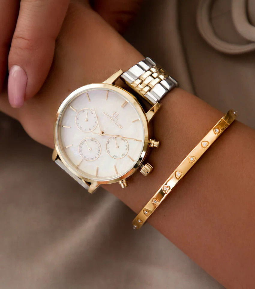 Crystal Heart Bangle (Gold) | Abbott Lyon