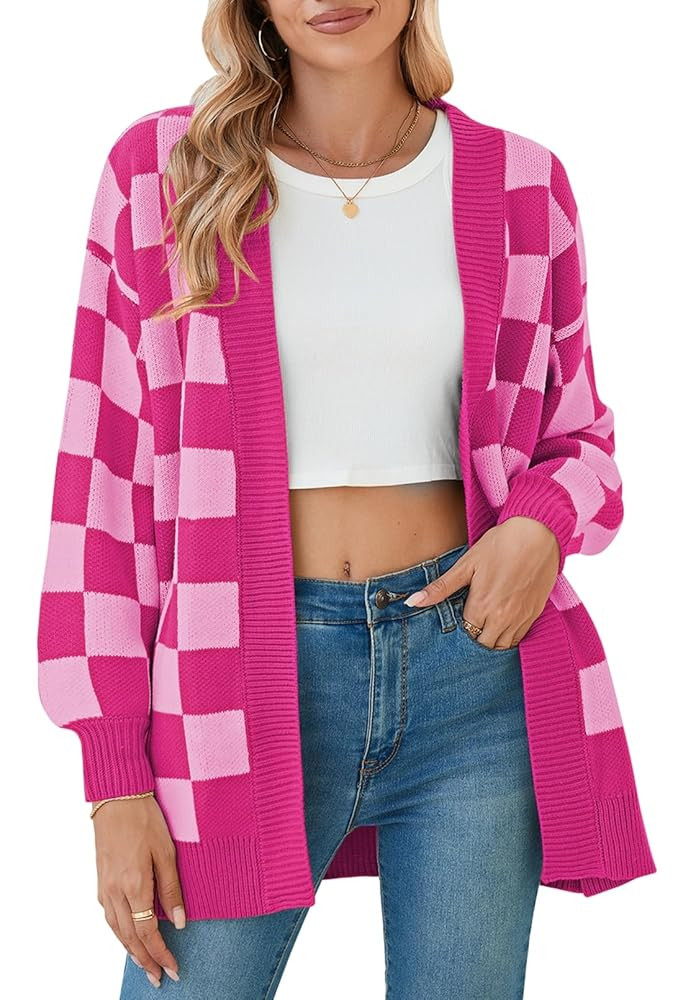 Pink Queen 2025 Fall Long Cardigans for Women Batwing Sleeve Open Front Ribbed Knit Oversized Car... | Amazon (US)