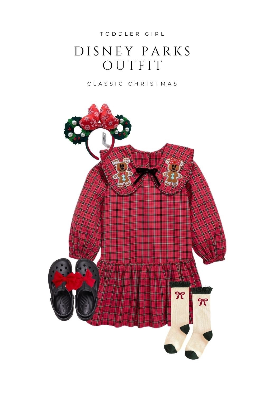 Toddler girl Disney Parks outfit that’s perfect for a classic Christmas day at Disneyland! This adorable holiday look features a plaid gingerbread dress, cozy bow socks, and festive Mickey ears, the sweetest way to celebrate the season in the parks. #DisneyStyle #DisneyToddler #DisneyChristmas #DisneyParksOutfit #ToddlerOOTD #DisneyHolidayStyle #DisneyMom #DisneyOutfitIdeas

#LTKKids #LTKSeasonal #LTKHoliday