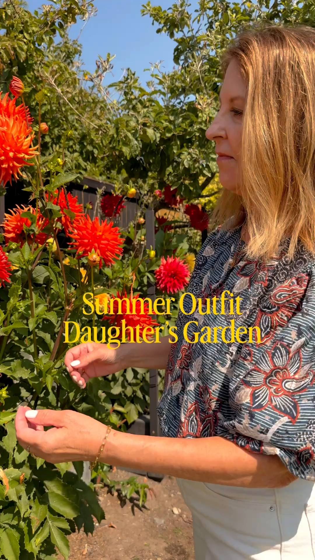 My daughter & son in laws dahlias are beautiful, and of course I love to get a bouquet whenever I visit. 

My top is new from Evereve. It's a transitional top to wear now with ecru jeans and in the fall with denim. 
Enjoy.  XX Sandy

#LTKxMadewell #LTKOver40 #LTKSaleAlert