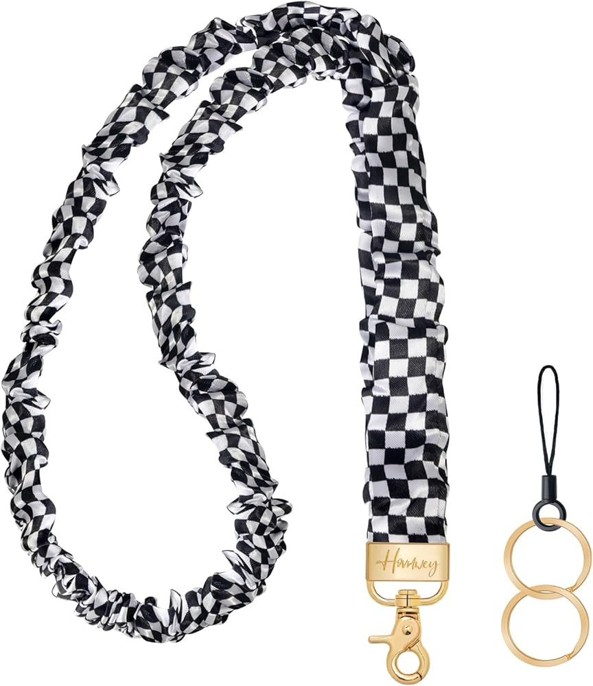 Scrunchie Teacher Lanyards for ID Badges Keys, Long Neck Key Lanyard Straps for Women Card Holder... | Amazon (US)