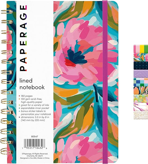 PAPERAGE Lined Spiral Journal Notebook, (Painted Floral), 160 Pages, Hardcover Journal for Women ... | Amazon (US)