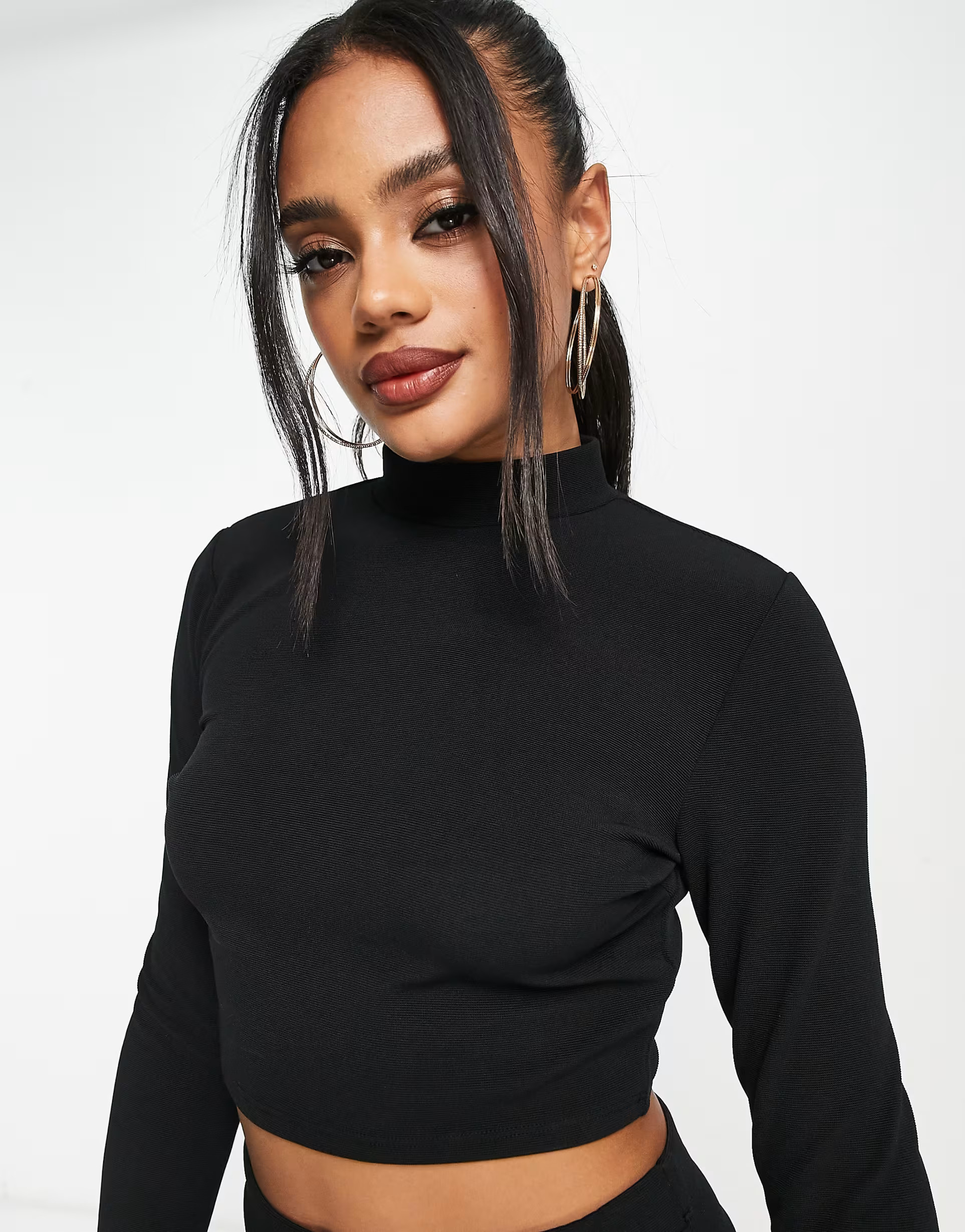 ASOS DESIGN co-ord long sleeve high neck top in black | ASOS (Global)
