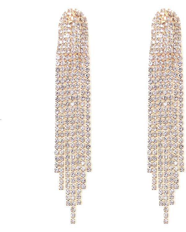 Chandelier Rhinestone Earrings for women,Long Earrings Dangle Dangling Bling Earring Crystal Rhin... | Amazon (US)