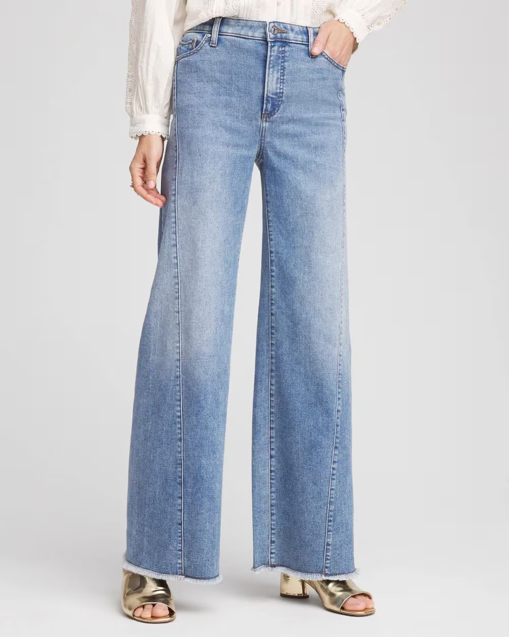 High-Rise Wide-Leg Frayed Jeans | Chico's | Chico's