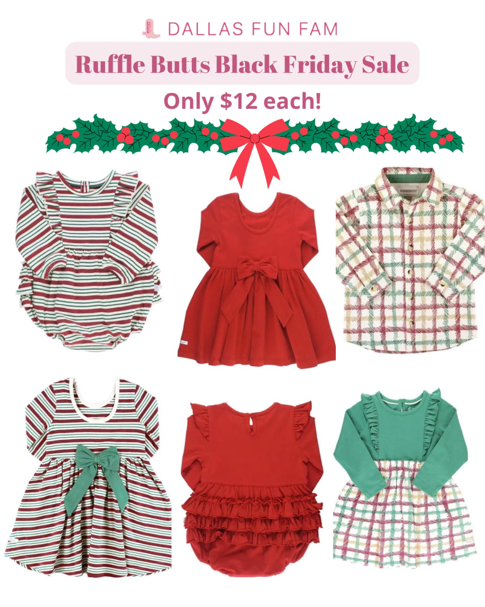 Ruffle Butts Early Black Friday Sale! ONLY $12 EACH! 🤩 

Christmas outfits for little girls, boys, and babies. Coordinating sibling sets for holiday photos. Red and green family Christmas clothes. Free shipping over $59! All under $20  

#LTKkids #LTKSeasonal #LTKHoliday
