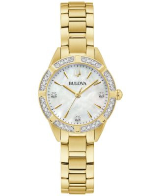 Bulova Women's Classic Sutton Diamond (1/20 ct. t.w.) Gold-Tone Stainless Steel Bracelet Watch 28mm - Gold-tone | Macy's