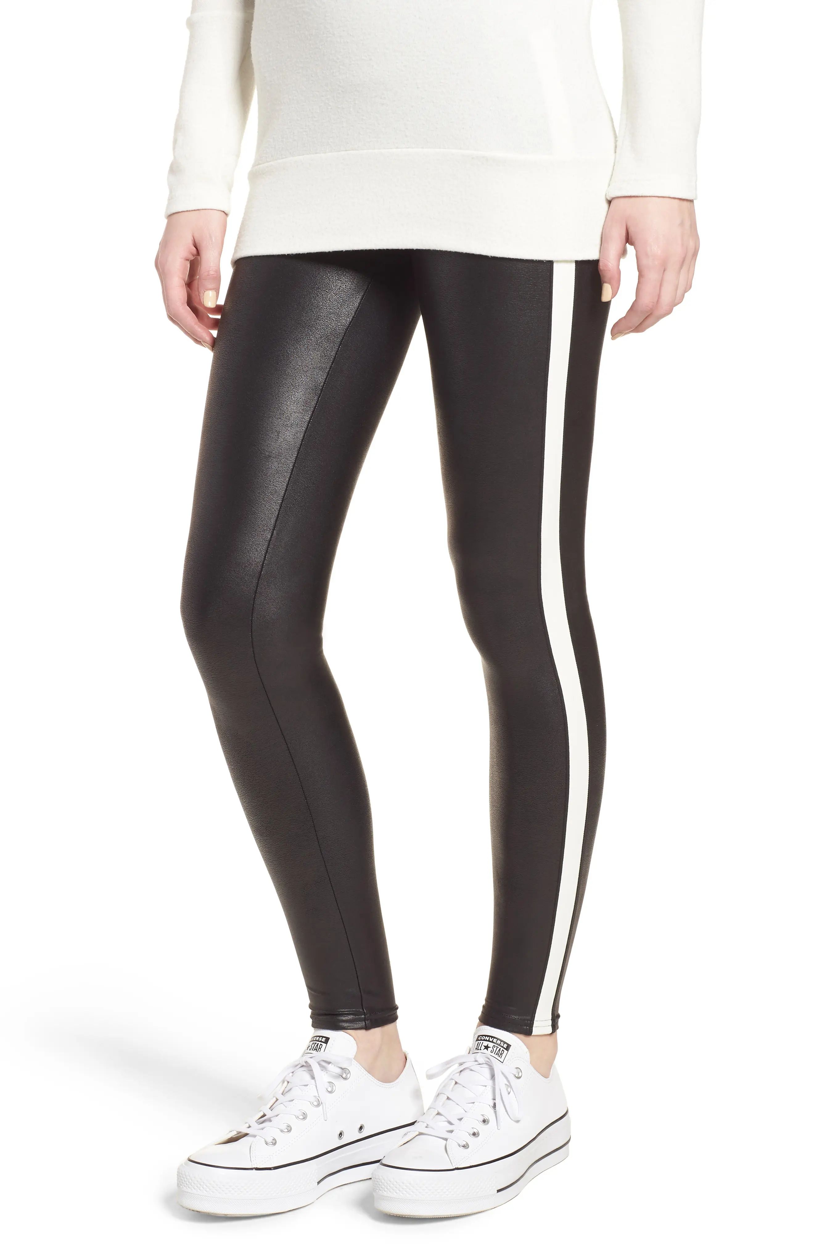 SPANX® Side Stripe Faux Leather Leggings | Nordstrom