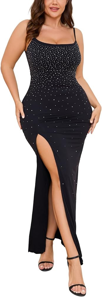 Gala Dresses for Women 2025 Formal Wedding Guest Bodycon Zipper Split Sparkly Sexy Dress | Amazon (US)